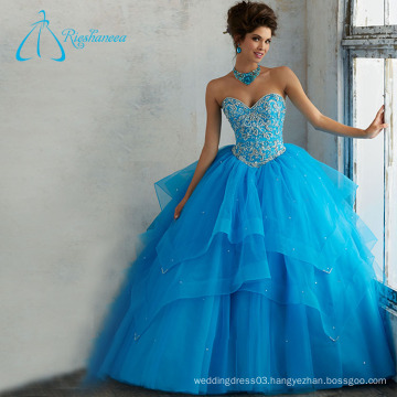 Tulle Satin Sleeveless Crystal Sexy Quinceanera Dresses Ball Gown